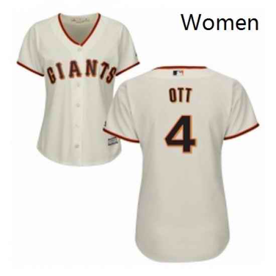 Womens Majestic San Francisco Giants 4 Mel Ott Replica Cream Home Cool Base MLB Jersey